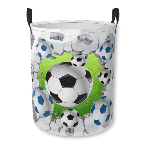 Round Storage Bin/Large Storage Basket/Foldable Clothes Laundry Basket/Toy Storage Bin (soccer ball)