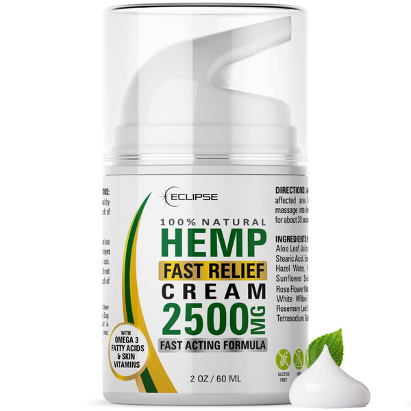 Hemp Cream by Eclipse - Non-Greasy, Targeted Long-Lasting Relief - Natural Hemp Extract Cream - Made in USA - 1 Pack