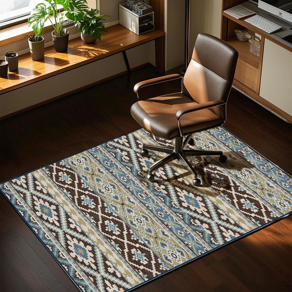 SAIMIUBO Office Chair Mat for Hardwood Floor, 55"x35" Office Rug, Desk Chair Mat for Low-Pile Carpet - Anti-Slip Desk Rug for Office Home Hard Floor,Blue