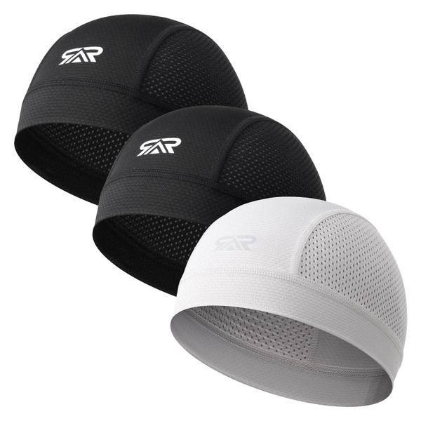 THINDUST 3Pcs Breathable Mesh Skull Cap,Lightweight Quick Dry Sports Helmet Liner for Men Women, Cooling Cycling Beanies