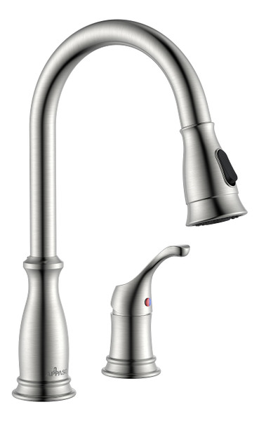 APPASO 2 Hole Kitchen Faucet with Pull Down Sprayer, Stainless Steel Brushed Nickel Commercial Kitchen Sink Faucet with Side Single Handle, APS278BN APPASO 2 Hole Kitchen Faucet with Pull Down Sprayer, Stainless Steel Brushed Nickel Commercial Kitchen Sink Faucet with Side Single Handle, APS278BN