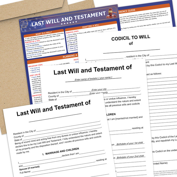 KING PRINT Last Will and Testament Kit 2025 – Legal Will, Trust Forms for Estate Planning, Do It Yourself Kit, Peace of Mind – Includes 2 Forms, Codicil Guide, Information Sheet, Kraft Envelopes