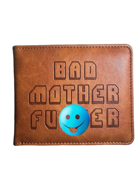LUMLRON Embroidered Bad Mother fker Leather Wallet bad mother f ker wallet leather (yellow)
