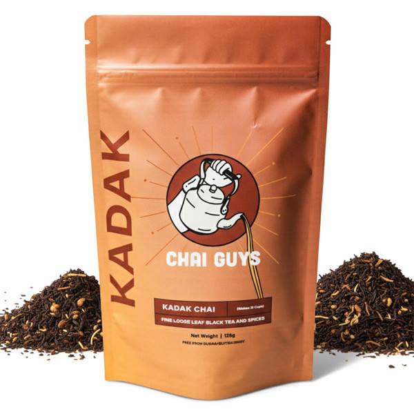 Chai Guys Karak Chai Refill Pack – Creamy Indian Chai Tea Blend | Strong Black Tea with Cardamom & Ginger | Authentic Kadak Chai Latte Mix | Sustainable Eco Pouch 7oz