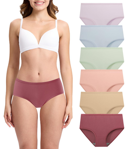 BAMBOO COOL Womens Underwear Breathable Mesh Moisture-Wicking Briefs, Soft & Lightweight Panties, 6-Pack