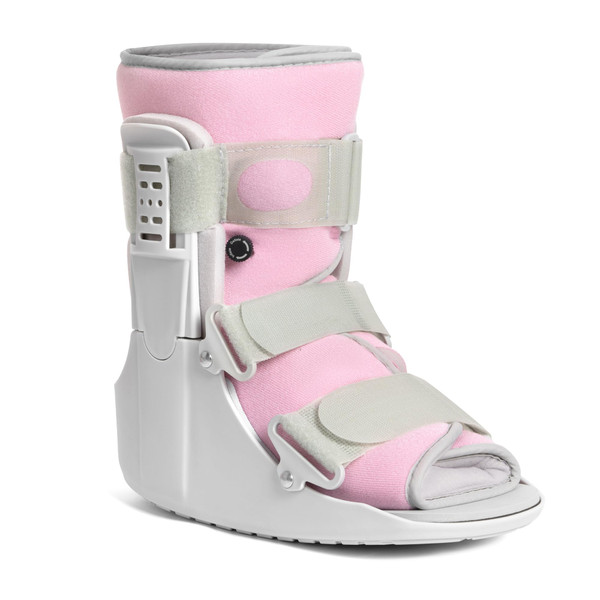Jewlri Walking Boot for Broken Foot, Air Cam Walker Boot for Foot Injury Adjustable Fracture Support for Sprained Ankle, Grey Shell with Light Pink Lining for Women Medium