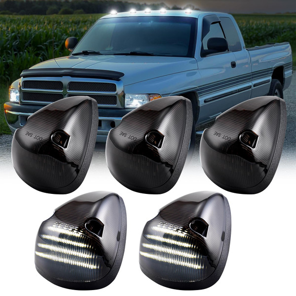 SHINEFIT LED Cab Lights Replacement for 1994-1998 Ram 1500 2500 3500 Smoked Top Cab Roof Clearance Lights for Ram Truck