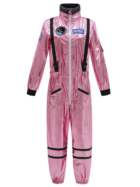 GRAJTCIN Women's Astronaut Costume Pink Spaceman Suit Space Female Pilot Jumpsuit Halloween Costumes Alien Outfit Adult (M, Pink)