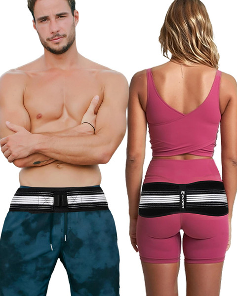 FALCOFIT SI Belt for Men and Women – Sacroiliac Pelvic Support for Lower Back, Hip, and Sciatica Pain Relief – Adjustable Lumbar Brace for Pelvic Stability, Widened Design (Medium)