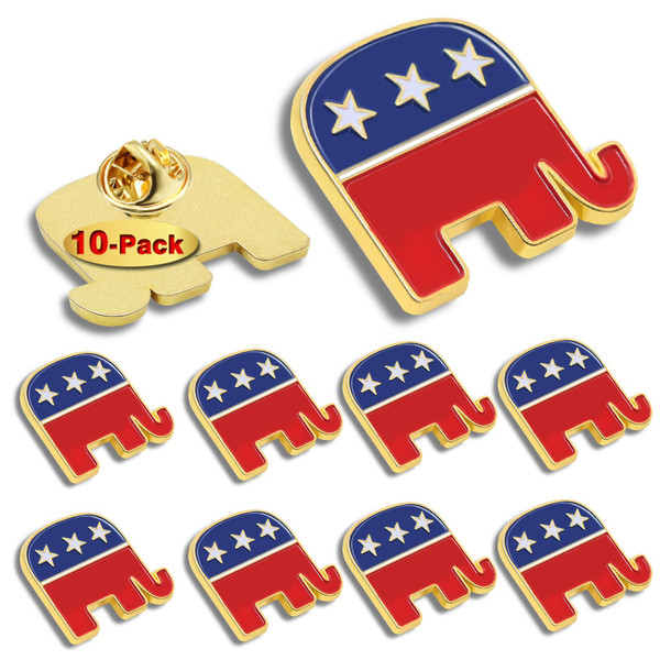 10 Pcs Republican elephant GOP Lapel pins Bluk -Grand Old Party Enamel Pins 2024 President Election Brooch Badge Pin Souvenir