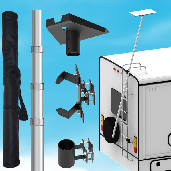 Starlink Gen 3 RV Ladder Mount Kit - 11ft Telescoping Pole with Adapter & Adjustable Mounting Kit for Ladder Rails 0.5 to 1.2 Inch