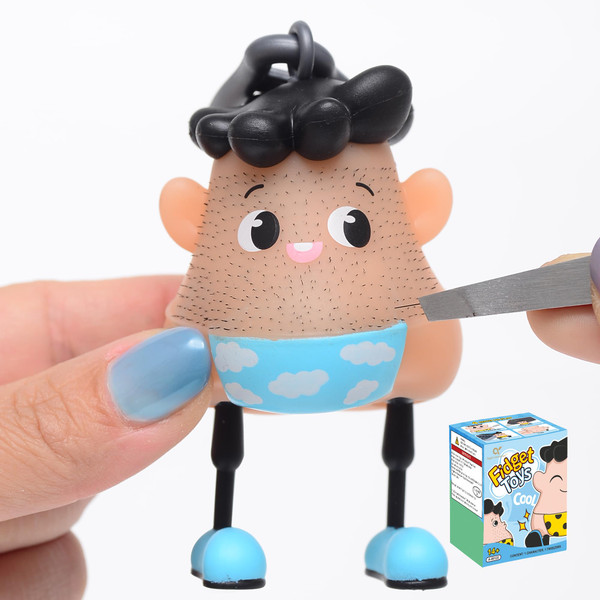 Sky 14+ Ages Hair Pulling Fidget Toys for Anxiety Relief -Plucking Toy for Pickers,Trichotillomania & OCD,Stress Relief Keychain with Tweezers - Gag Gift Stress Relief & Anxiety in Adults