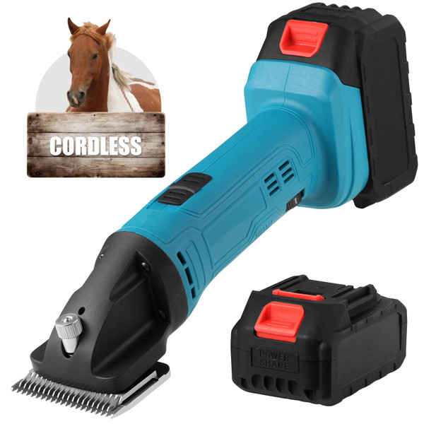 DODAER Cordless Electric Professional Horse Clippers,Horse Clippers with 2 PCS Rechargeable Lithium Battery,6 Speeds Heavy Duty Animal Grooming Clippers for Thick Coat