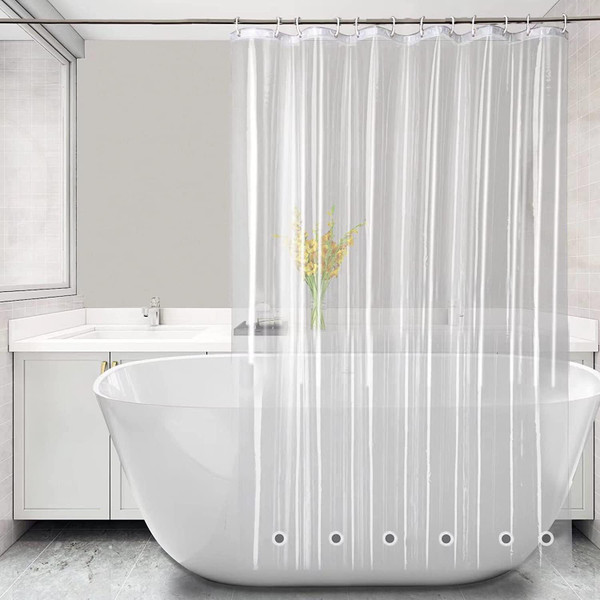Tonnali 74 Inch Shower Curtain Liner Long with 6 Weighted Magnets, Lightweight PEVA Clear Plastic Longer Shower Liner 72 x 74 Inch Length for Bathroom, Waterproof with Rustproof Grommets