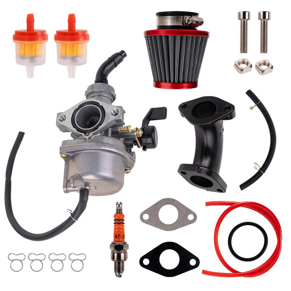 BlueStars PZ22 Carburetor Kit - Compatible with 70cc 110cc 125cc SSR TaoTao Coolster Apollo RFZ Coleman ATV Dirt Bike - w/ 38mm Air Filter Intake Pipe Fuel Filters Fuel Line Gaskets Clamp Spark Plug