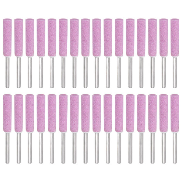 PATIKIL 32 Pcs Diamond Chainsaw Sharpener 7/32 Inch High Hardness Sharpening Stone Polishing Chainsaw Sharpening Kit Grinding File Tool for Chain Saw Stone Jewelry Wood, Pink(5mm)