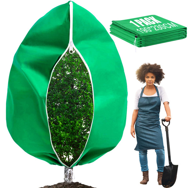 BSTPCOO Large Tree Covers for Winter Plant Covers Freeze Protection, 74.8"X 90.5" Frost Covers for Outdoor Plants with Zipper Drawstring, Winter Cold Weather Frost Blankets Shrub Jacket Cover Bags