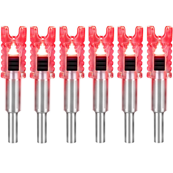 DEEPOWER Crossbow Lighted Nocks for Bolts 6 PCS with .285”/.297”/.300”/.305” Bushings LED Nock with ON/Off Switch Red