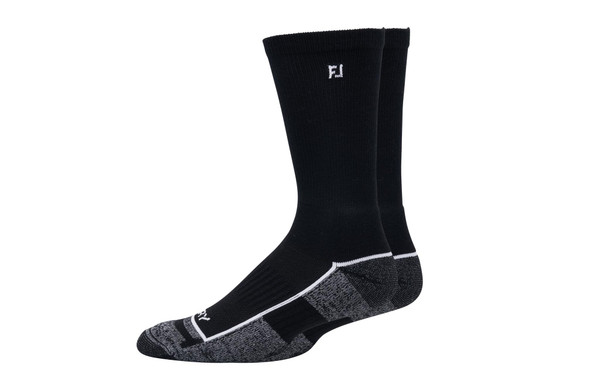FootJoy Men's ProDry Crew 2-Pack Socks, Black, Fits Shoe Size 7-12
