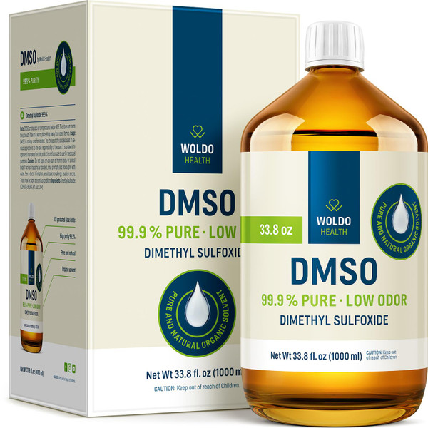 DMSO 99.9% Pure Dimethyl Sulfoxide 33.8 fl oz - Amber Glass Bottle in Protective Box, Low Odor