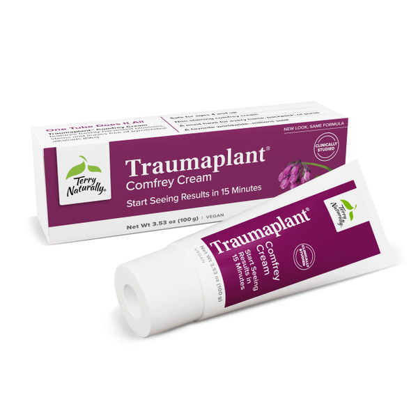 Terry Naturally Traumaplant Comfrey Cream - Non-Staining Herbal Cream - Clinically Studied and Free of Pyrrolizidine Alkaloids - for External Use Only - 3.53 oz