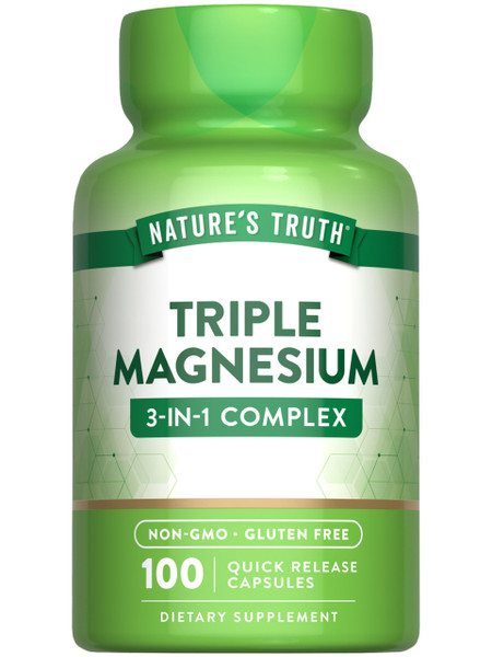 Nature's Truth Triple Magnesium Complex Supplement | 100 Capsules from Magnesium Oxide, Citrate & Aspartate | Non-GMO & Gluten Free