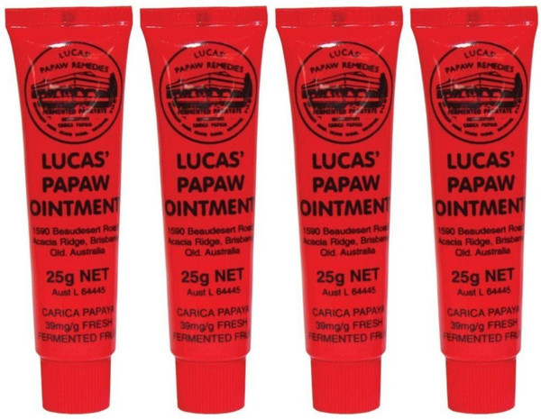 Lucas’ Papaw Ointment – 25g Tubes (Pack of 4) – Multi-Purpose Topical Balm for Skin Relief – Imported from Australia