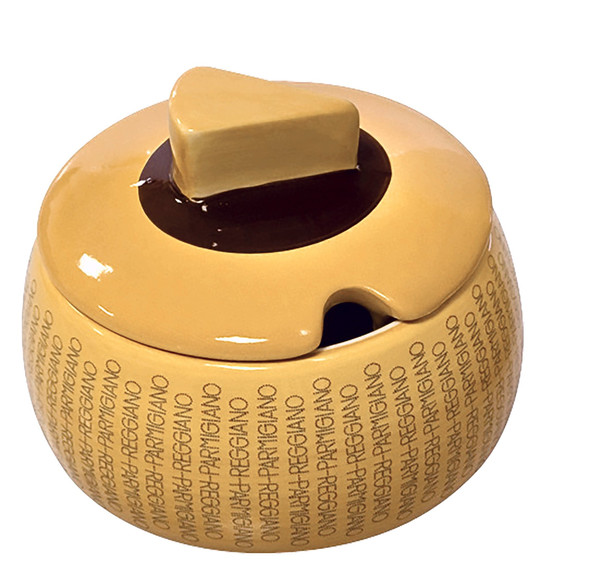 Parmigiano - Reggiano- Pottery Cheese Container with small spoon