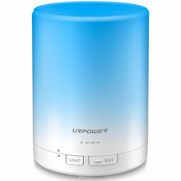 URPOWER 300ml Aromatherapy Essential Oil Diffuser Ultrasonic Air Humidifier AUTO Shut Off Scent Diffuser Night Light 7 Color Changing LED Lights and 4 Timer Settings for Bedroom Office Home