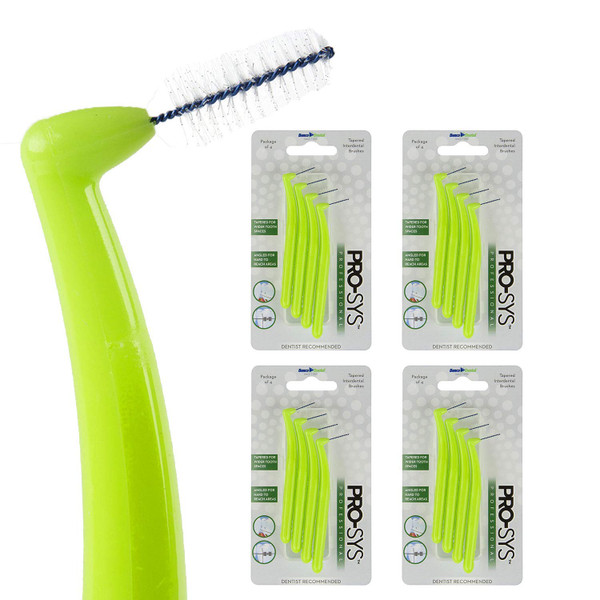 PRO-SYS® Interdental Brush Wide Spaces, Proxy Brush - 16 Brushes (4 Packs – 4 Brushes per Pack) – with Dupont™ Bristles