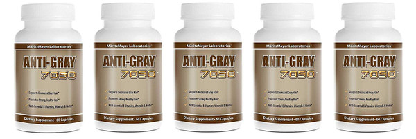 Anti-Gray Hair 7050 Helps Restore Natural Hair Color 60 Capsules Per Bottle 5 Bottles