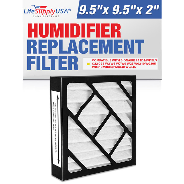 LifeSupplyUSA Humidifier Filter Replacement Compatible with Bionaire 911D Models C22 C33 W2 W6 W7 W9 W25 W0210 W0305 W0310 W0340 W0840 W2845