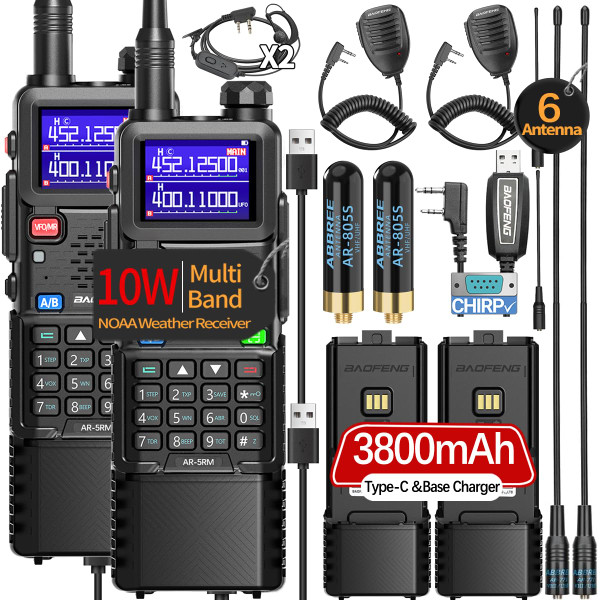 Baofeng Radio Ham Radio Long Range 5RM 10W Handheld NOAA Weather Radio 3800mAh Rechargeable Walkie Talkies for Adults with Programming Cable,USB-C Charging for Hunting Survival Gear,2 Pack Baofeng Radio Ham Radio Long Range 5RM 10W Handheld NOAA Weather Radio 3800mAh Rechargeable Walkie Talkies for Adults with Programming Cable,USB-C Charging for Hunting Survival Gear,2 Pack