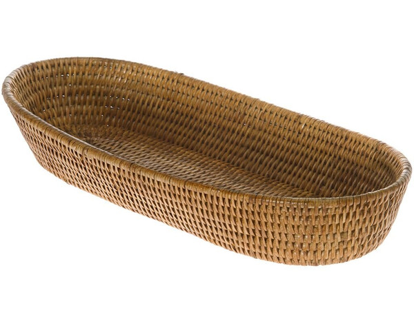 KOUBOO La Jolla Bread Basket | Woven Rattan Basket for Bread, Fruit, & Kitchen Storage | Boho Decor, Food Baskets, Snack Tray, Home Organizer, Honey Brown, Large