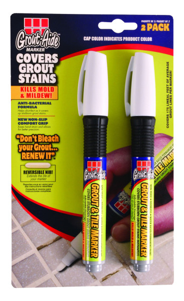 Grout-Aide 5036 05036, White Grout & Tile Marker, (2 Pack), 9.8ml