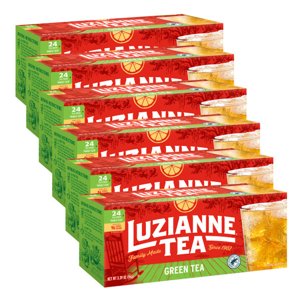 Luzianne Green Tea Bags, Family Size, 24ct Box (Pack of 6)