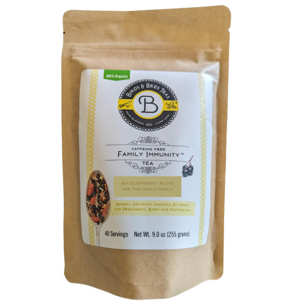 Birds & Bees Teas - Elderberry Tea - Family Immunity Tea is a blend of Organic Herbs! Makes A Delicious Sambucus Elderberry Syrup - 40 Servings, 9.0 oz