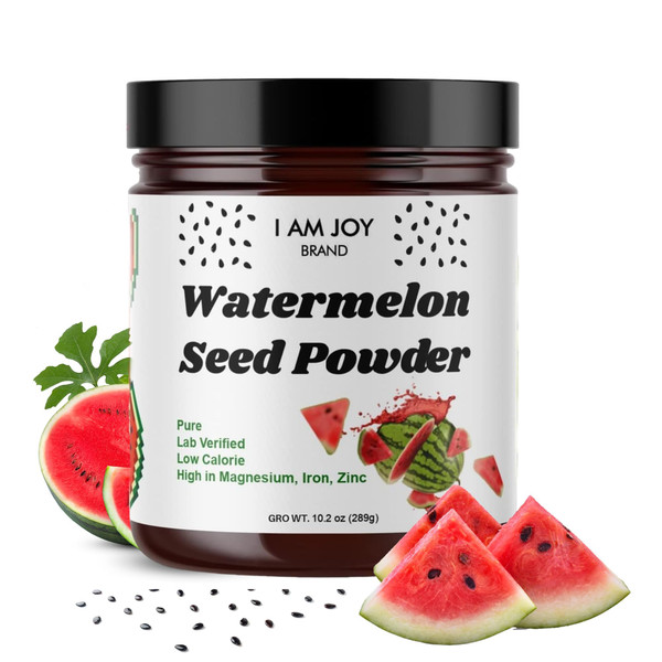 I Am Joy co. Watermelon Seed Protein Powder | Pure, Pesticide-Free, Nutrient Dense, Protein Rich, High in Magnesium, Iron & Zinc | Add to Tea & Smoothies | Non-GMO | Vegan | 16oz Jar I Am Joy co. Watermelon Seed Protein Powder | Pure, Pesticide-Free, Nutrient Dense, Protein Rich, High in Magnesium, Iron & Zinc | Add to Tea & Smoothies | Non-GMO | Vegan | 16oz Jar