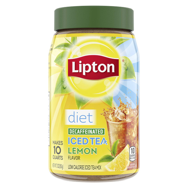 Lipton Iced Tea For a Cool Beverage Diet Decaffeinated Lemon Caffeine-Free, Sugar-Free Black Tea Mix 10 qt