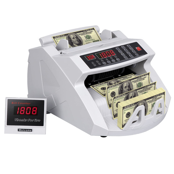 SUPER DEAL Automatic Money Bill Counter Detector Display Currency Cash Counter Bank Machine, Banknote UV and MG Counterfeit Bill Detection (#1)