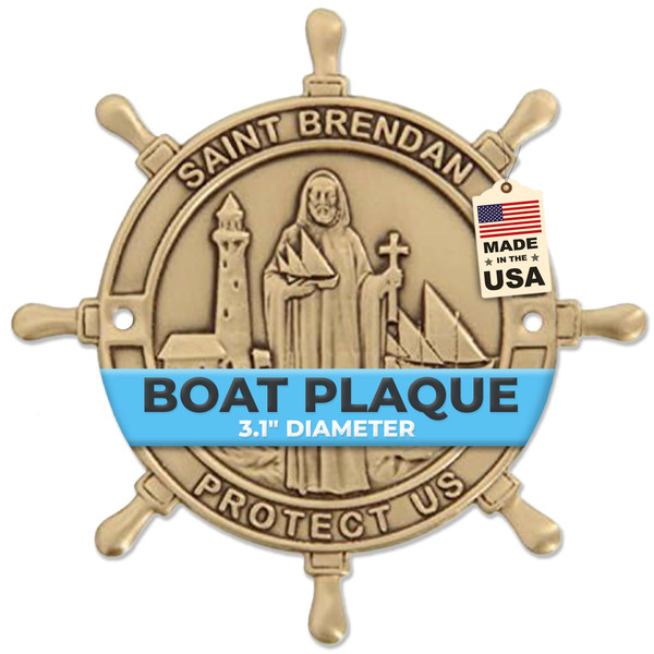 Heartland Boat Plaque - Saint Brendan Protect Us - Catholic Gifts, Unique Gifts for Boat Owners, Nautical Accessories, Boating Gifts for Men, Ideal for New Boat Owners and Sailors | USA Made