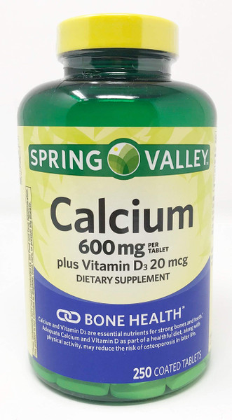 Spring Valley Natural Vitamin D Bone Health Calcium- 600mg and 250 Tablets