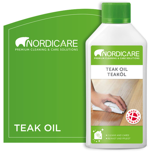 Nordicare Teak Oil (525 ml) - Wood Oil for the Entire Indoor Area - Revives the Original Color of Wood - Premium Teak Oil Wood Care Oil with Stain Protection - Natural Silk Matt Finish-Made in Denmark Nordicare Teak Oil (525 ml) - Wood Oil for the Entire Indoor Area - Revives the Original Color of Wood - Premium Teak Oil Wood Care Oil with Stain Protection - Natural Silk Matt Finish-Made in Denmark