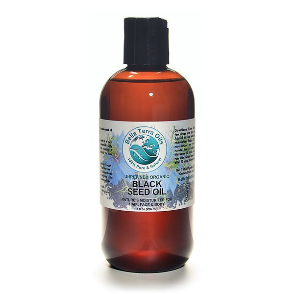 Bella Terra Oils - Black Seed Oil 8 oz - Cold-Pressed from Premium Black Seeds, Enriched with Vitamin E, Elevate Your Cosmetic Experience
