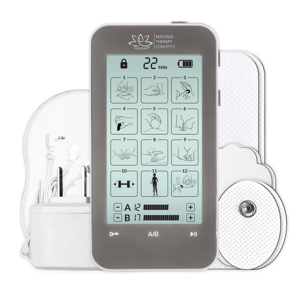 Massage Therapy Concepts TENS Unit Muscle Stimulator - Non-Invasive EMS Therapy Machine for Neck, Shoulder & Back Pain Relief, Sciatica, Arthritis - Safe & Portable with 12 Modes & 20 Intensity Levels