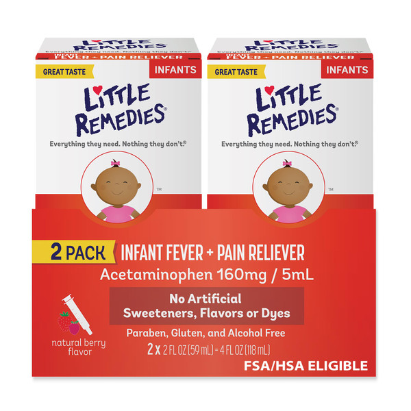 Little Remedies Infant Fever & Pain Reliever, Natural Berry Flavor, 2 Fl Oz (Pack of 2)