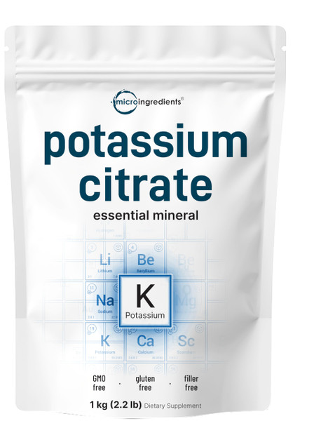 US Origin Potassium Citrate Powder, 1 KG (35 Ounce) | Essential Hydration Electrolyte Supplement | Supports Mineral Balance, Heart, Joint, and Immune Health | Vegan Friendly