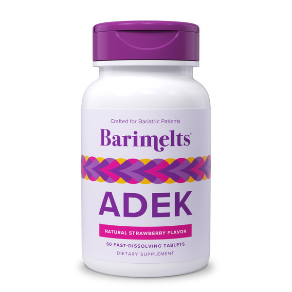 Barimelts ADEK - 60 Fast-Dissolving Tablets (2-Month Supply) - Sugar-Free Bariatric Vitamins for Women Including Vitamin A, Vitamin D, Vitamin E & Vitamin K, Natural Strawberry Flavor​
