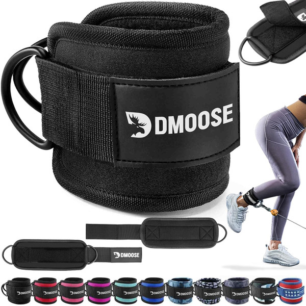 DMoose Ankle Strap for Cable Machine Attachments - Gym Ankle Cuff for Kickbacks, Glute Workouts, Leg Extensions, Curls, Booty Hip Abductors Exercise for Men Women