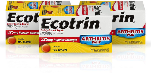 Ecotrin Safety Coated Tablets 325 Mg Regular Strength, 125 Count - Buy Packs and Save (Pack of 3)
